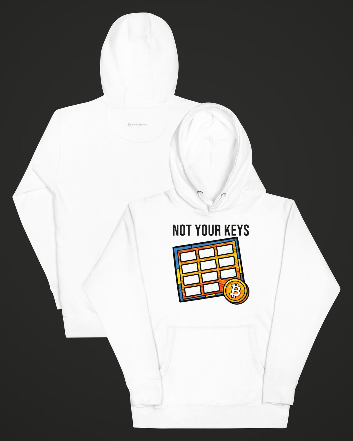 Not Your Keys on a white hoodie, collage view