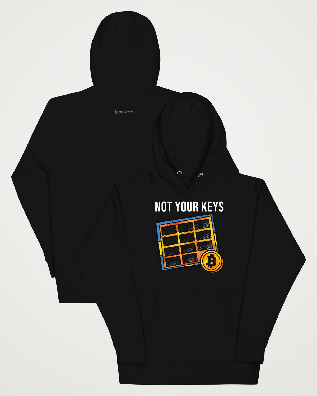 Not Your Keys on a black hoodie, collage view