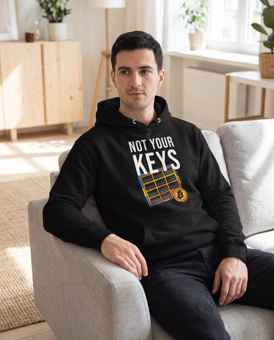 Not Your Keys on a black hoodie, scandinavian living room