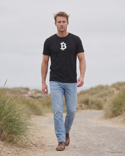Bitcoin Symbol on a black t-shirt, product video