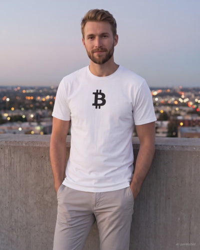 Bitcoin Symbol on a white t-shirt, product video