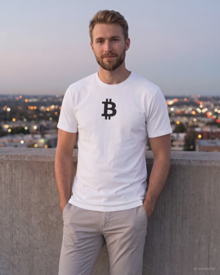 Bitcoin Symbol on a white t-shirt, product video