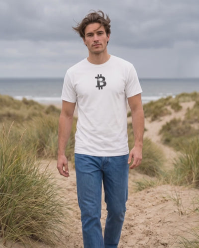 New York Bitcoin Symbol on a white t-shirt, product video