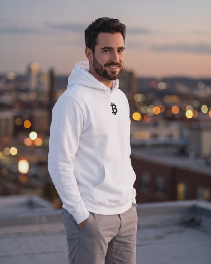 Bitcoin Whitepaper on a white hoodie, product video